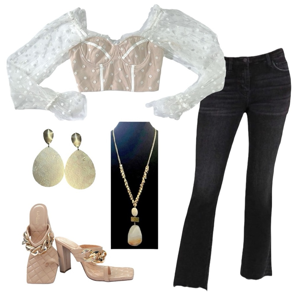 White Sheer Polka Dot Top - Picture 9 of 12